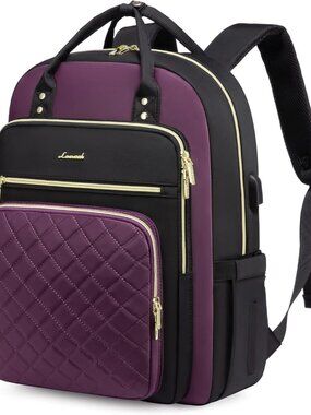 Laptop Backpack Purse for Women, 15.6" Laptop Bag for Travel with USB Port, Wate